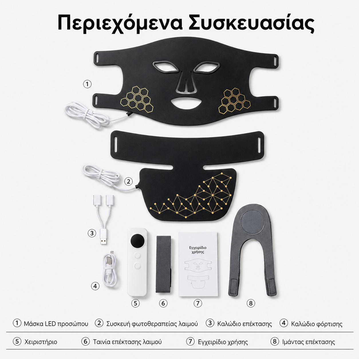 LED Μάσκα Φωτοθεραπείας Προσώπου & Λαιμού