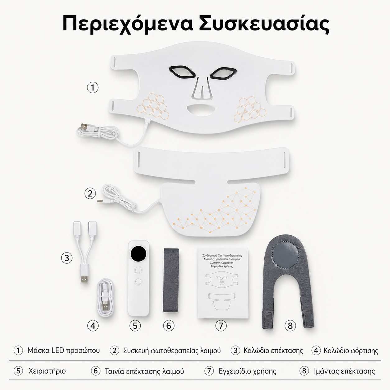 LED Μάσκα Φωτοθεραπείας Προσώπου & Λαιμού