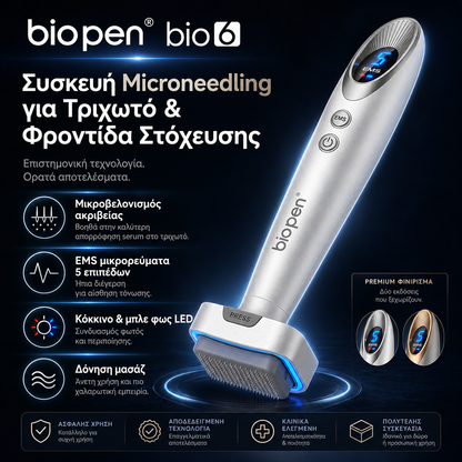 Biopen Bio 6 |Ηλεκτρονικό Microneedling Stamp για Πρόσωπο & Μαλλιά (EMS + LED)