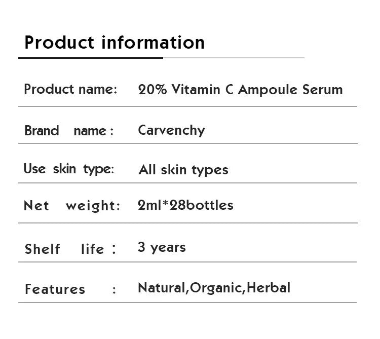Αμπούλες 20% Βιταμίνης C για Λάμψη και Αντιοξείδωση
