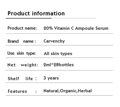 Αμπούλες 20% Βιταμίνης C για Λάμψη και Αντιοξείδωση