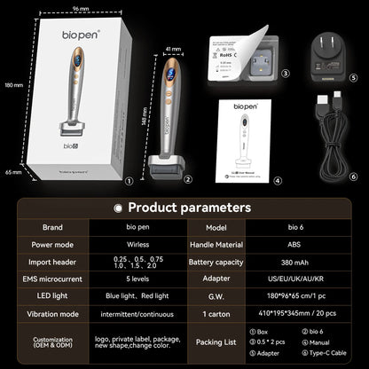 Biopen Bio 6 |Ηλεκτρονικό Microneedling Stamp για Πρόσωπο & Μαλλιά (EMS + LED)